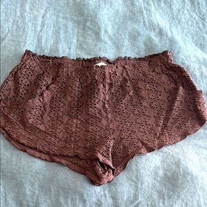Free People Brown Crochet Swim Coverup Shorts